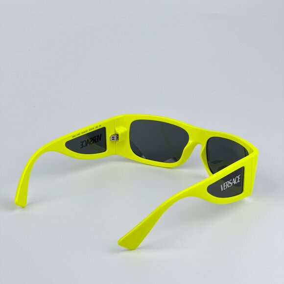 Versace VE4482 544987 BRAND NEW Sunglasses Yellow Fluo Grey Rectangular Unisex - Picture 8 of 11